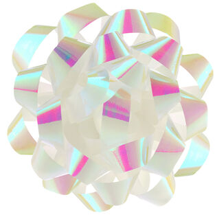 4.6" White Iridescent Gift Bow