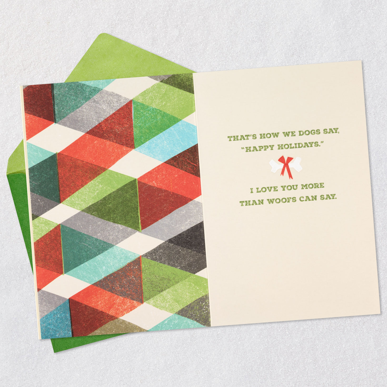 Dog With Plaid Scarf Holiday Card From the Dog Open card with envelope image number 3