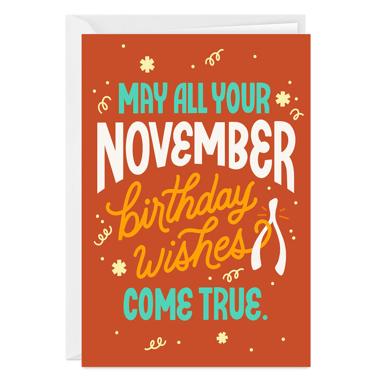 November Wishes Custom Birthday Card