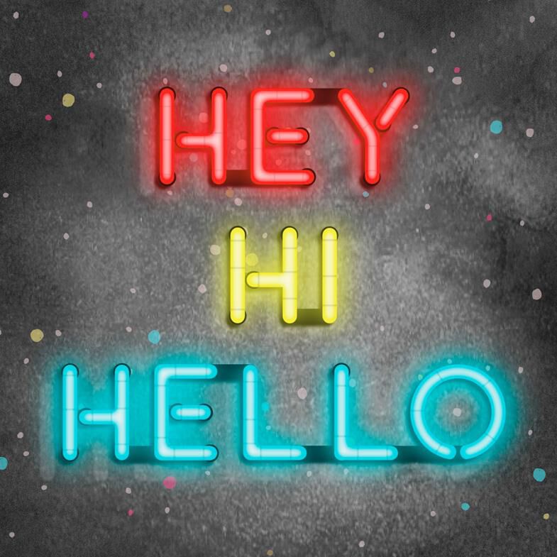 Hey Hi Hello Neon Sign Blank Card