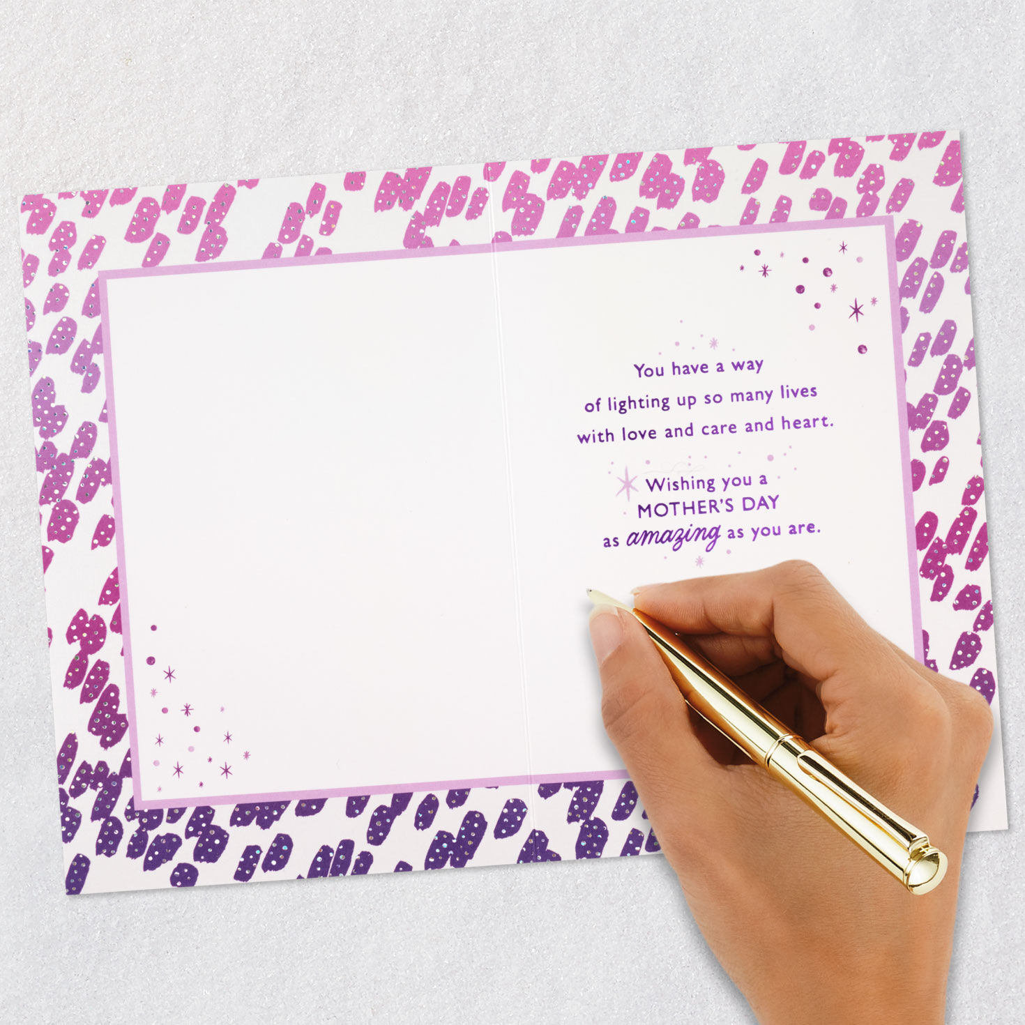 Sparkly Purple Animal Print Mother's Day Card Signing card image number 6