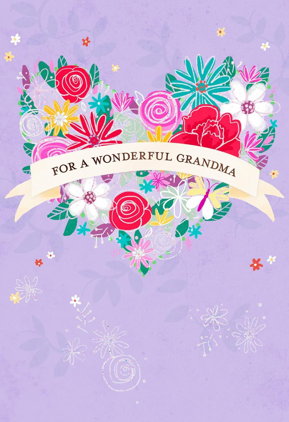 Heart-Shaped Bouquet Grandparents Day Card for Grandma