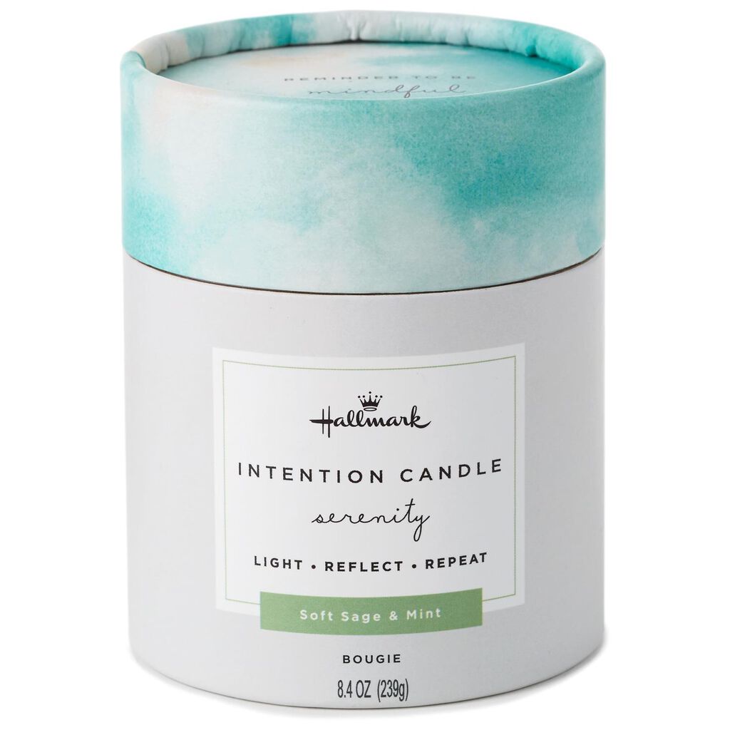 Serenity Soft Sage & Mint Intention Candle, 8.4 oz Candles Hallmark