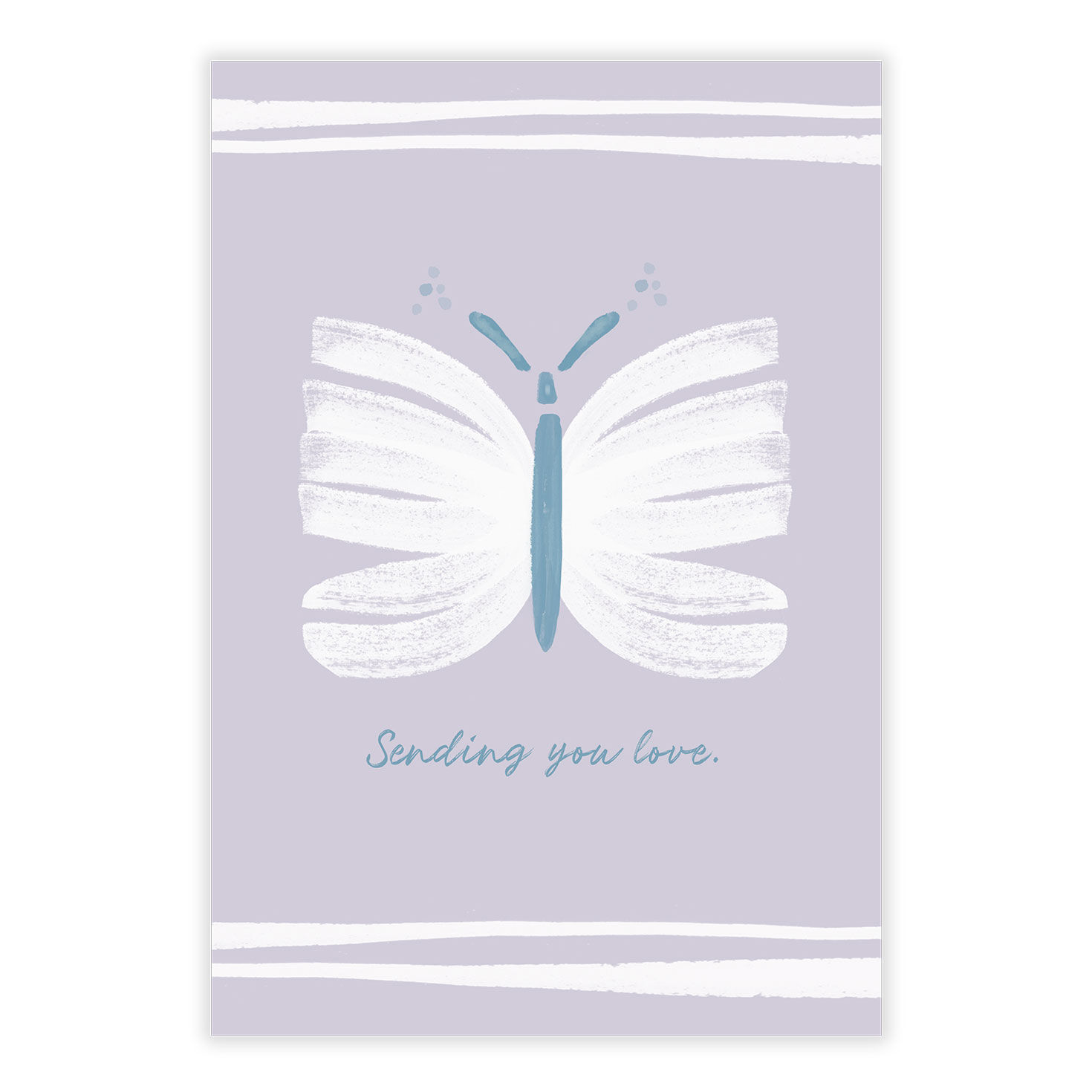 White Butterfly Purple Personalized Sympathy Card front image number 2