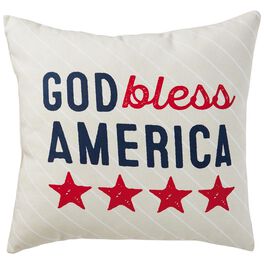 God Bless America Patriotic Indoor/Outdoor Pillow, 16" Square, God Bless America Patriotic Indoor/Outdoor Pillow, 16" Square, , large