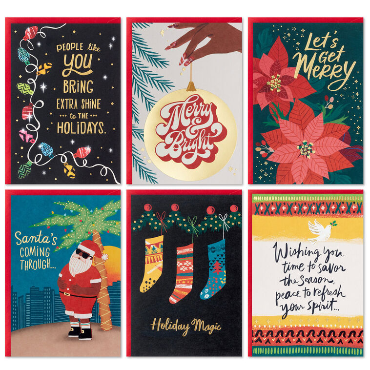 Vibrant Holidays Boxed Christmas Cards Assortment, Pack of 24