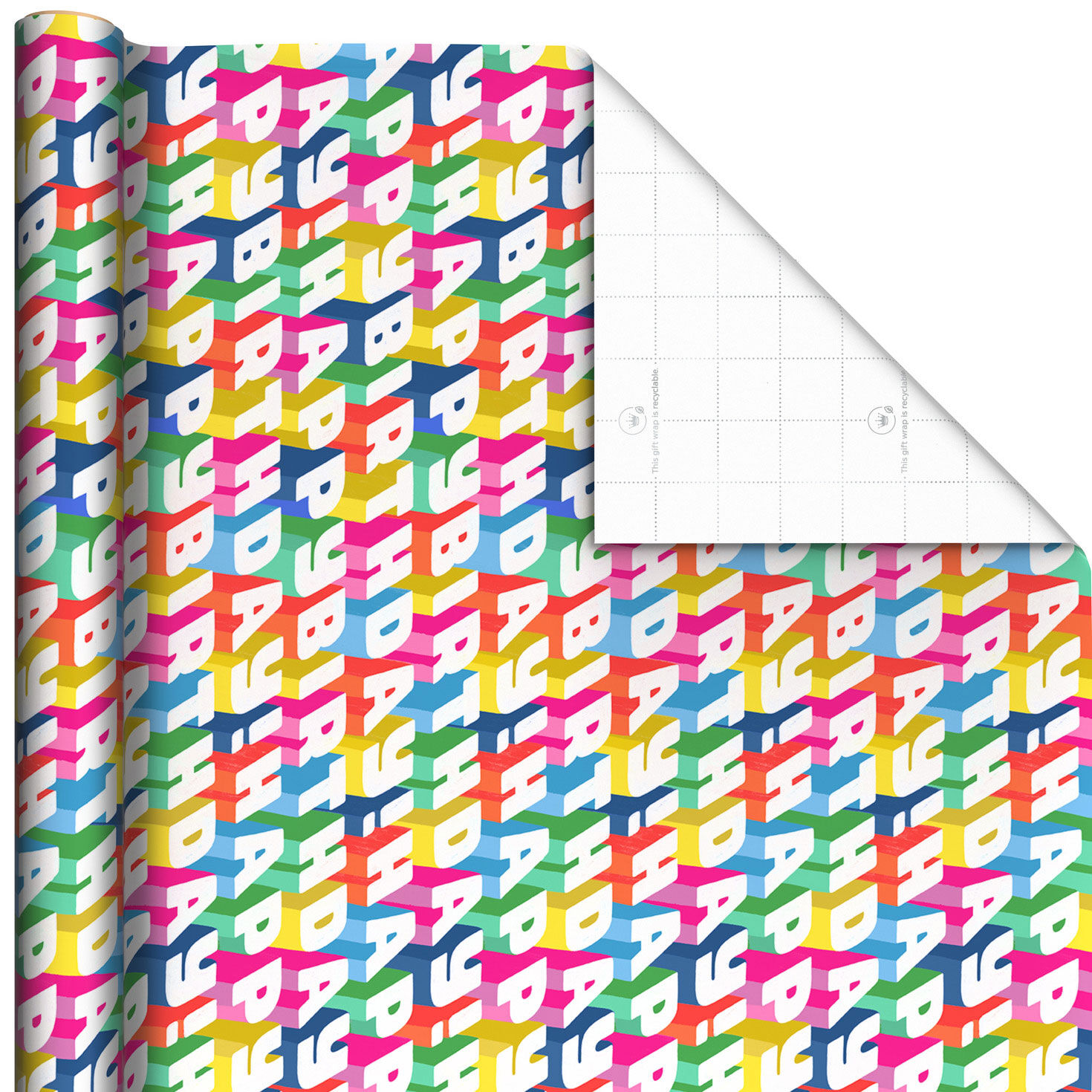 Angled All-Caps Happy Birthday Wrapping Paper, 20 sq. ft