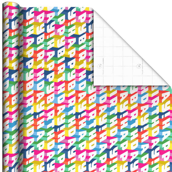 Angled All-Caps Happy Birthday Wrapping Paper, 20 sq. ft., , large image number 1