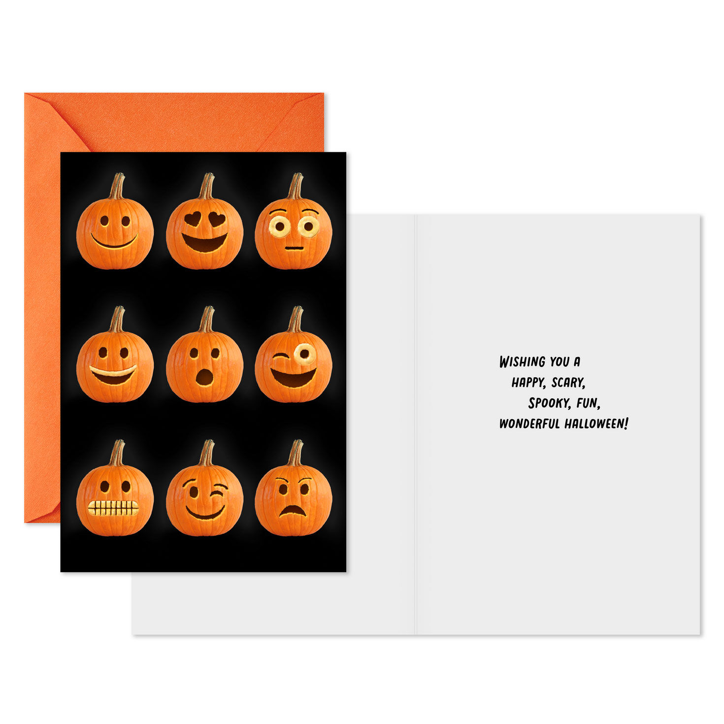 Nine Jack-o-Lanterns Halloween Card Pack Card Front with Sentiment image number 2