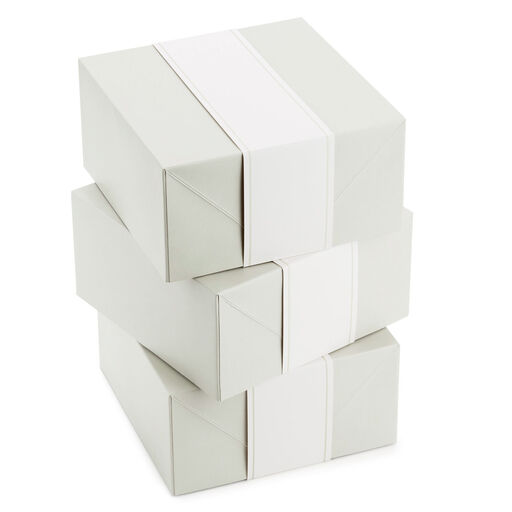 8" Oyster Gray 3-Pack Gift Boxes With Bands, 