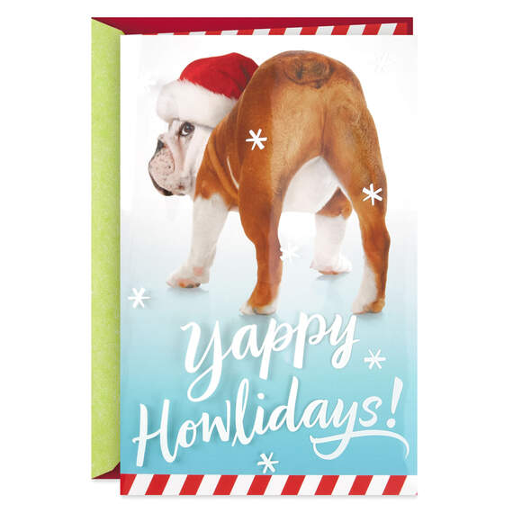 Yappy Howlidays Butt's Up Dog Funny Christmas Card, , large image number 1
