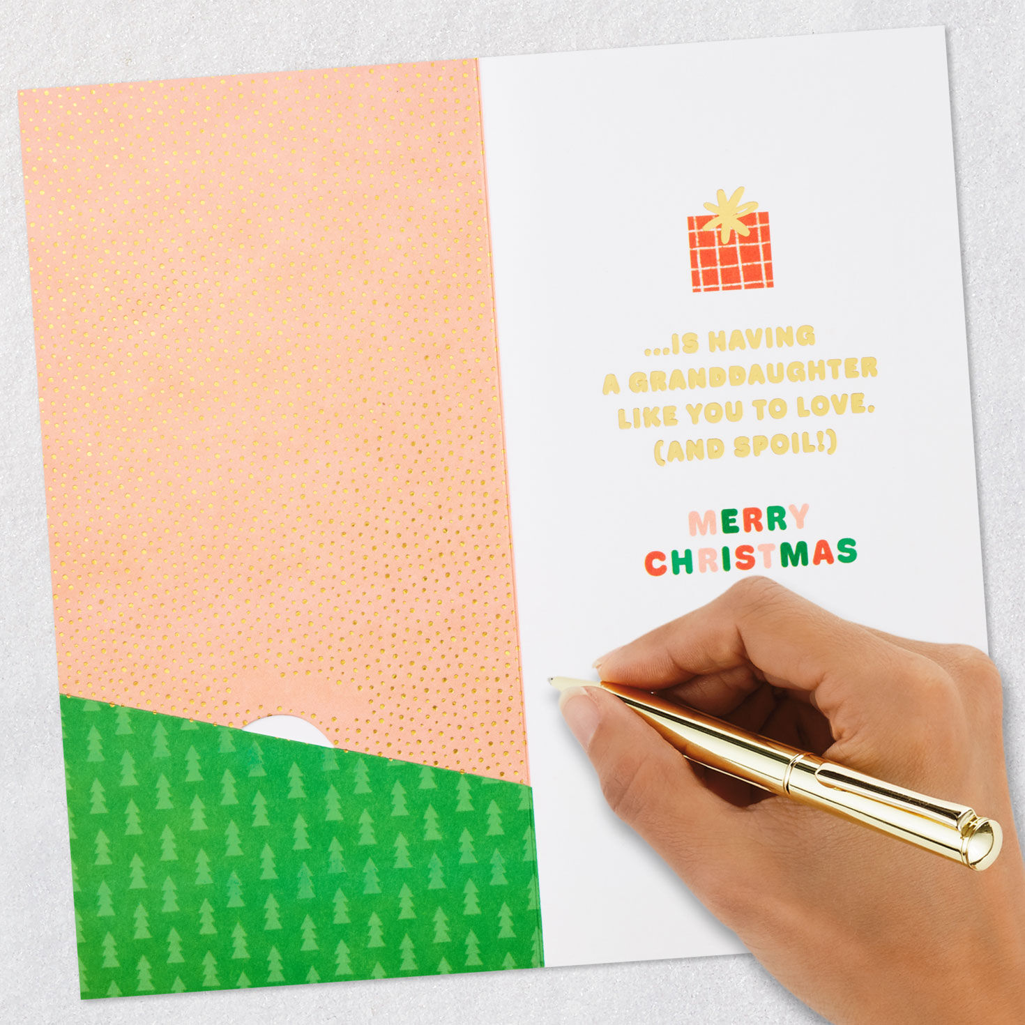 Pink and Green Granddaughter Christmas Gift Card Holder Signing card image number 6