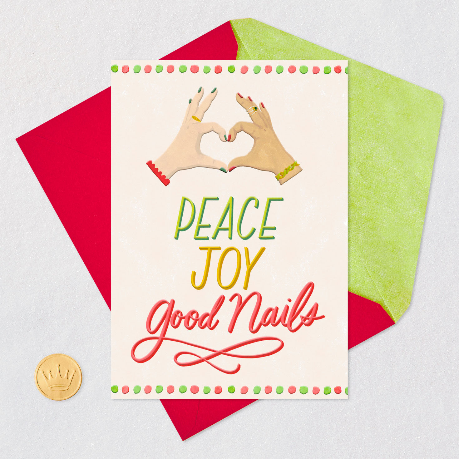Peace, Joy and Good Nails Christmas Card for Manicurist Greeting