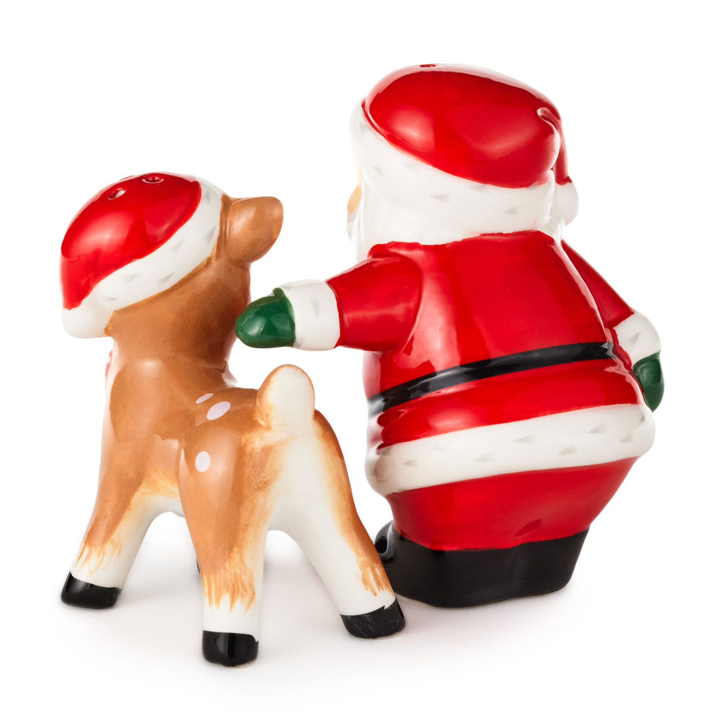Santa and Reindeer Salt and Pepper Shakers backs image number 2