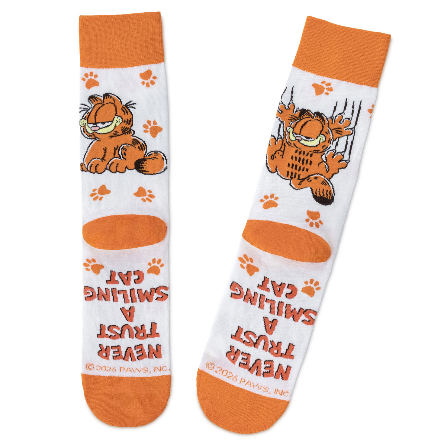Garfield Poses and Paw Prints Novelty Crew Socks back image number 2