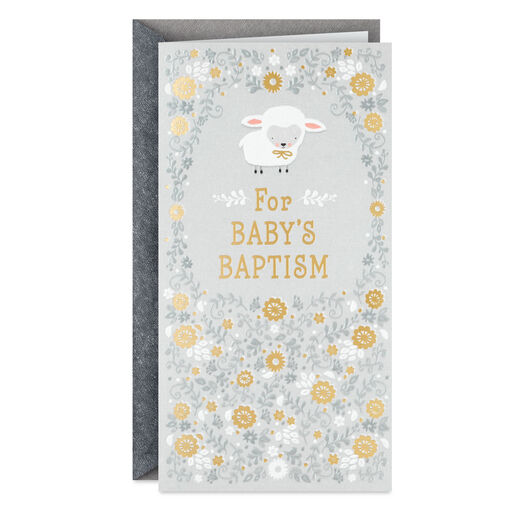 Little Lamb Money Holder Baby Baptism Card, 