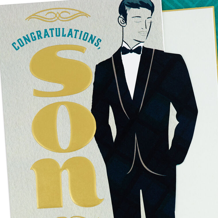 Groom in Tuxedo Son Wedding Card  image number 4