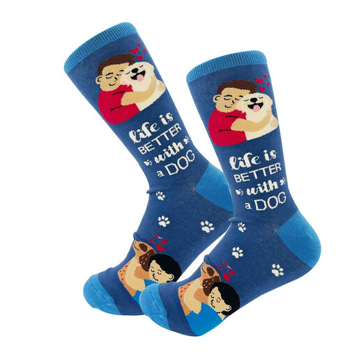 E&S Pets Life Is Better With a Dog Novelty Crew Socks, 