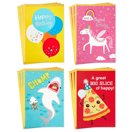 Colorful Assorted Kids' Birthday Cards, Pack of 12, 