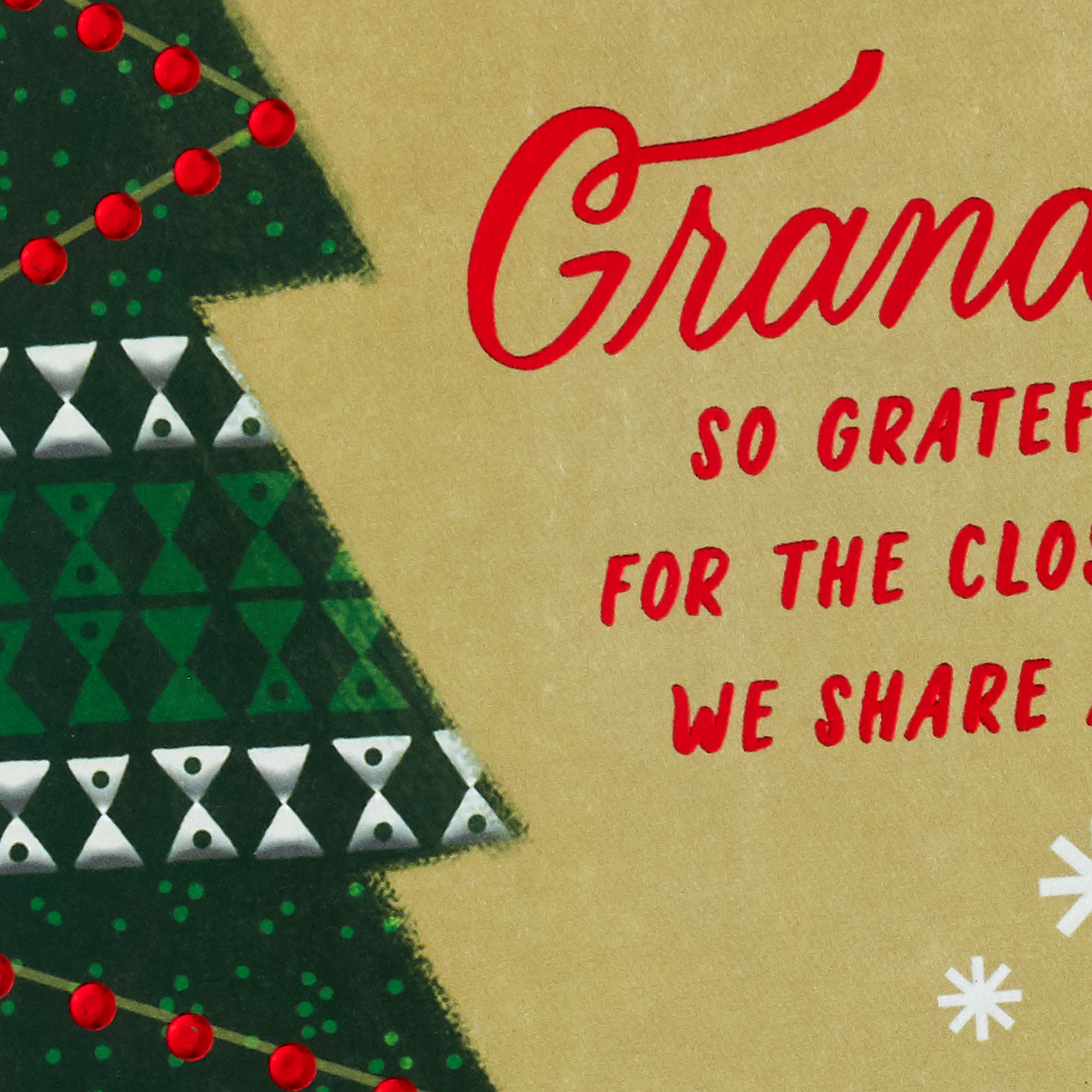 Patterned Tree and Fireplace Christmas Card for Grandson Card Front Detail image number 4