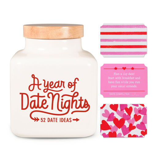 A Year of Date Nights Prompt Jar With 52 Ideas, 