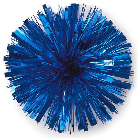 Royal Blue Metallic Pom Pom Gift Bow, 7", Royal Blue, large