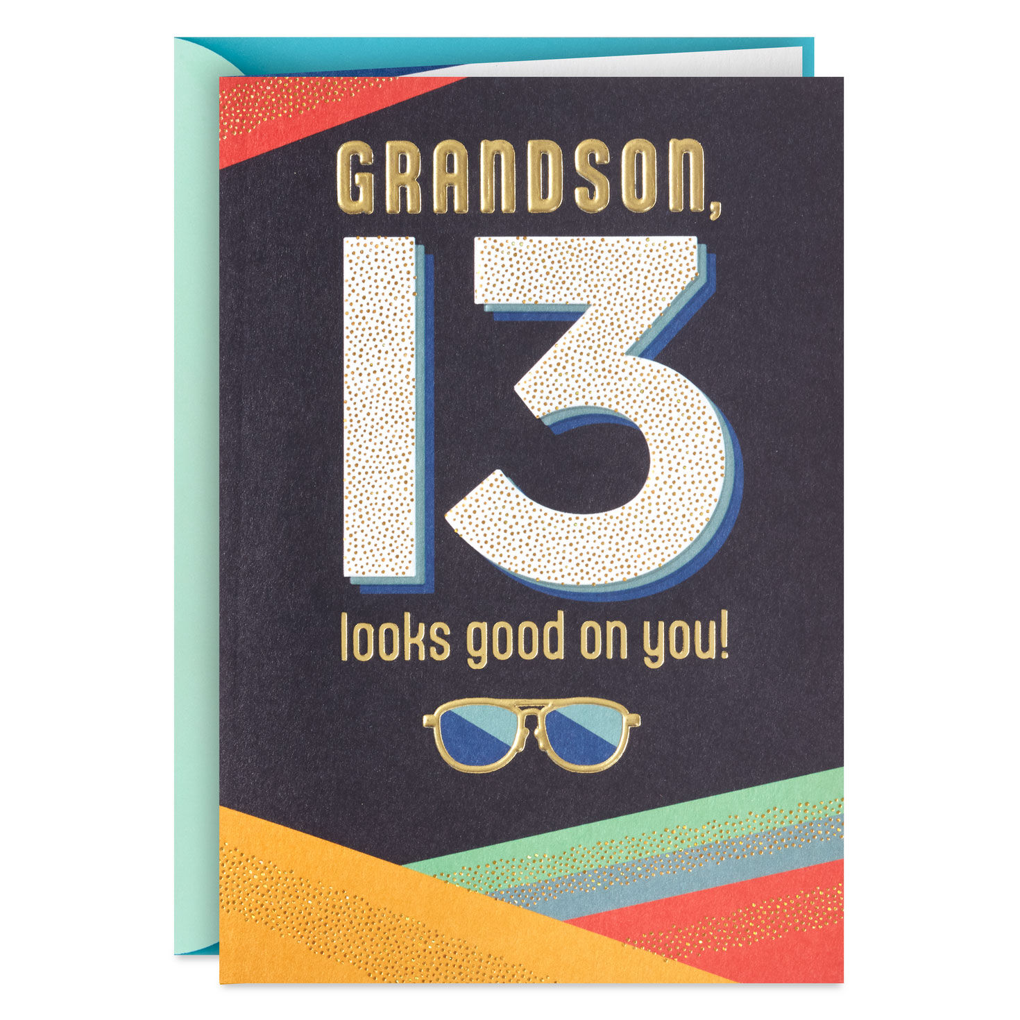 New Reasons to Be Proud 13th Birthday Card for Grandson