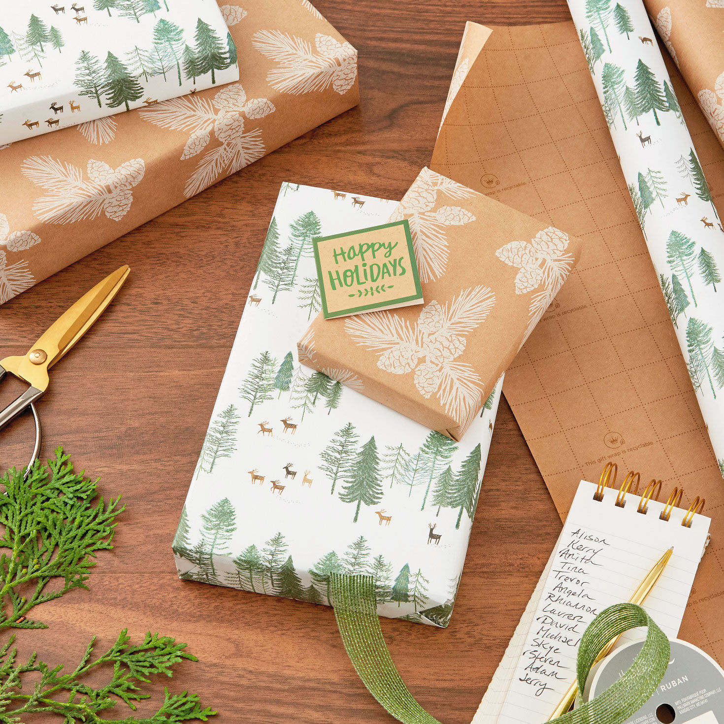 Elegant Evergreens Holiday Wrapping Paper  image number 2