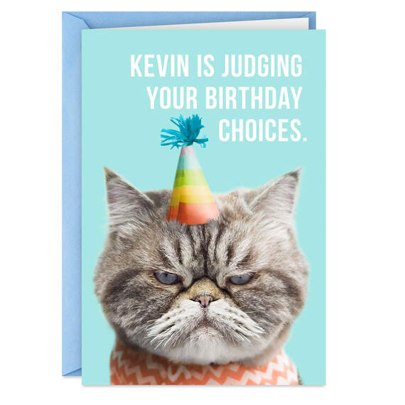 Judgmental Cat Funny Birthday Card, , large image number 1