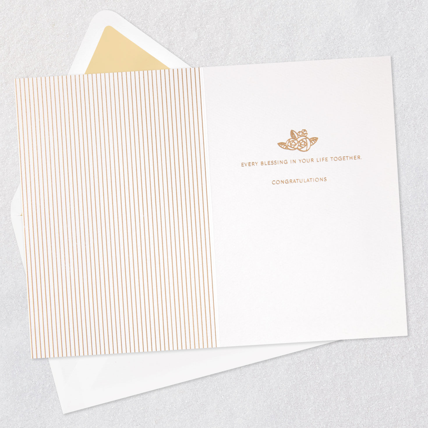 White Church with Gold Flowers Wedding Card Open card with envelope image number 3
