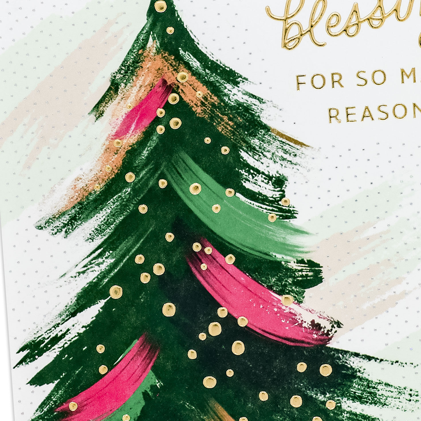 Pink Painted Christmas Tree Christmas Card for Goddaughter Card Front Detail image number 4