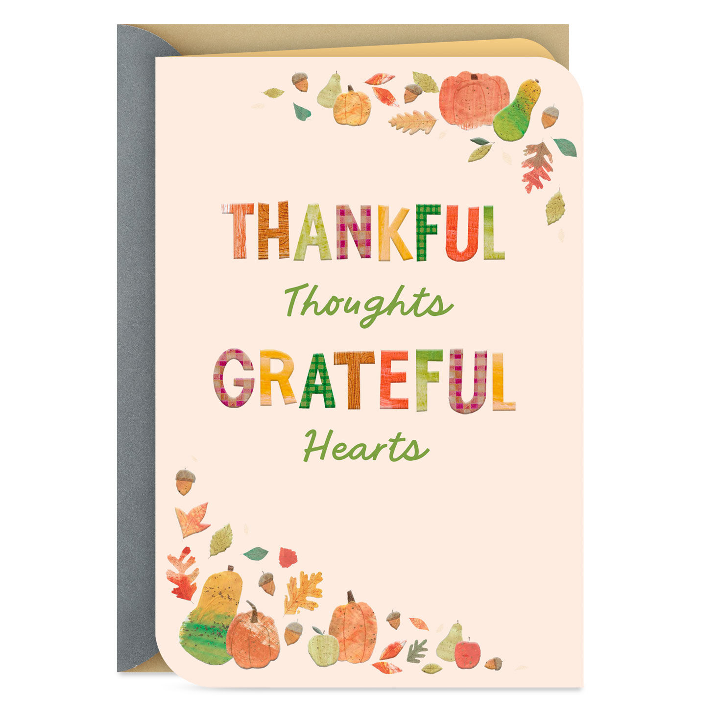 Thankful Thoughts and Grateful Hearts Thanksgiving Card
