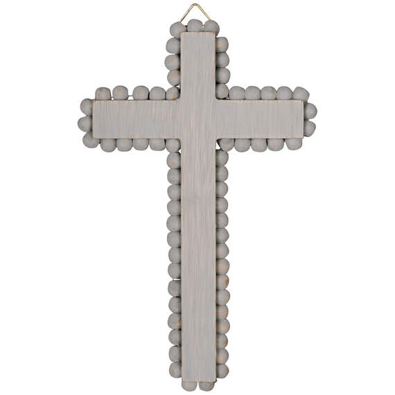 Gray Beaded Wood Cross, 8", , large image number 1