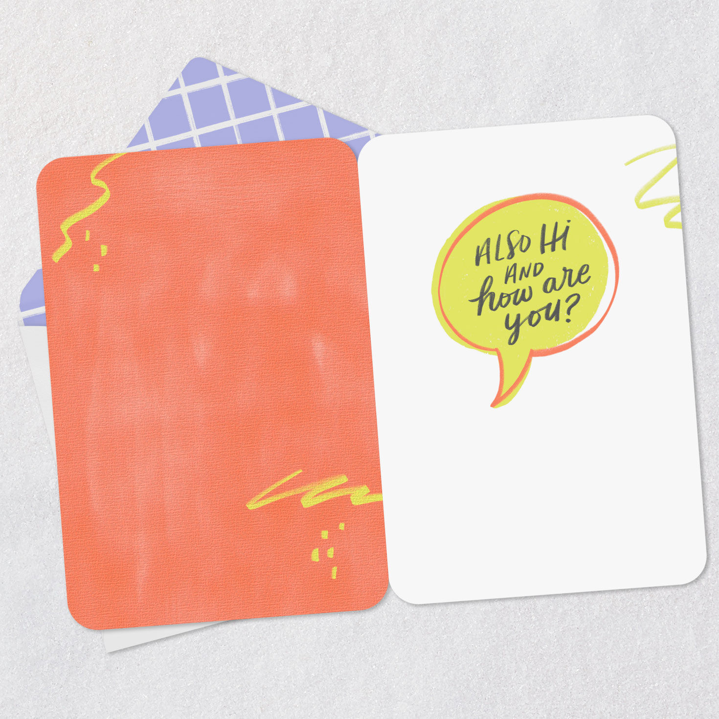 Speech Bubble Hello Thinking of You Card Open card with envelope image number 3