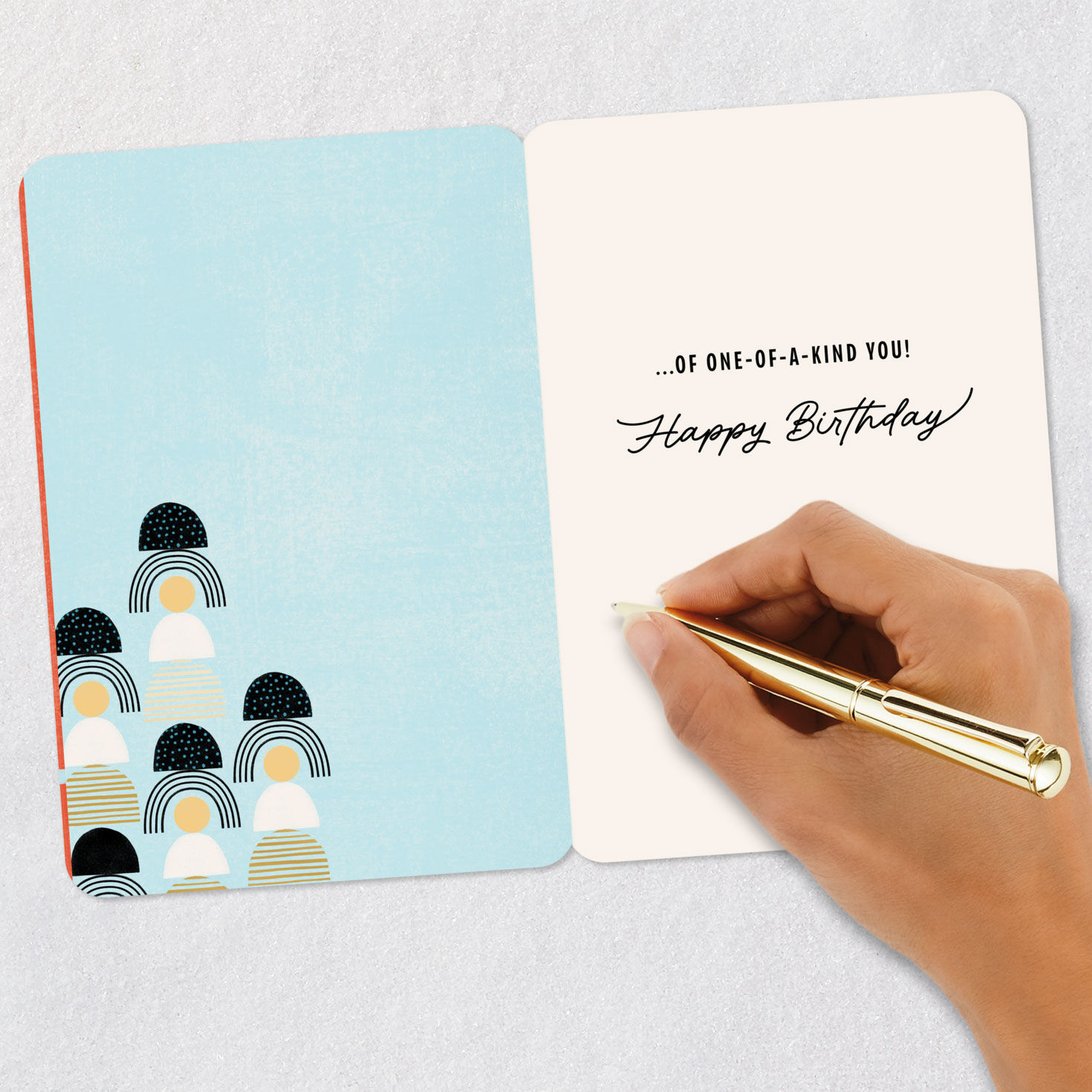 Geometric Cake on Orange Birthday Card Signing card image number 6