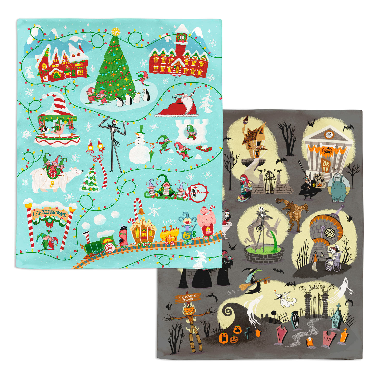 Disney Tim Burton's The Nightmare Before Christmas Two-Sided Throw Blanket, 50x60