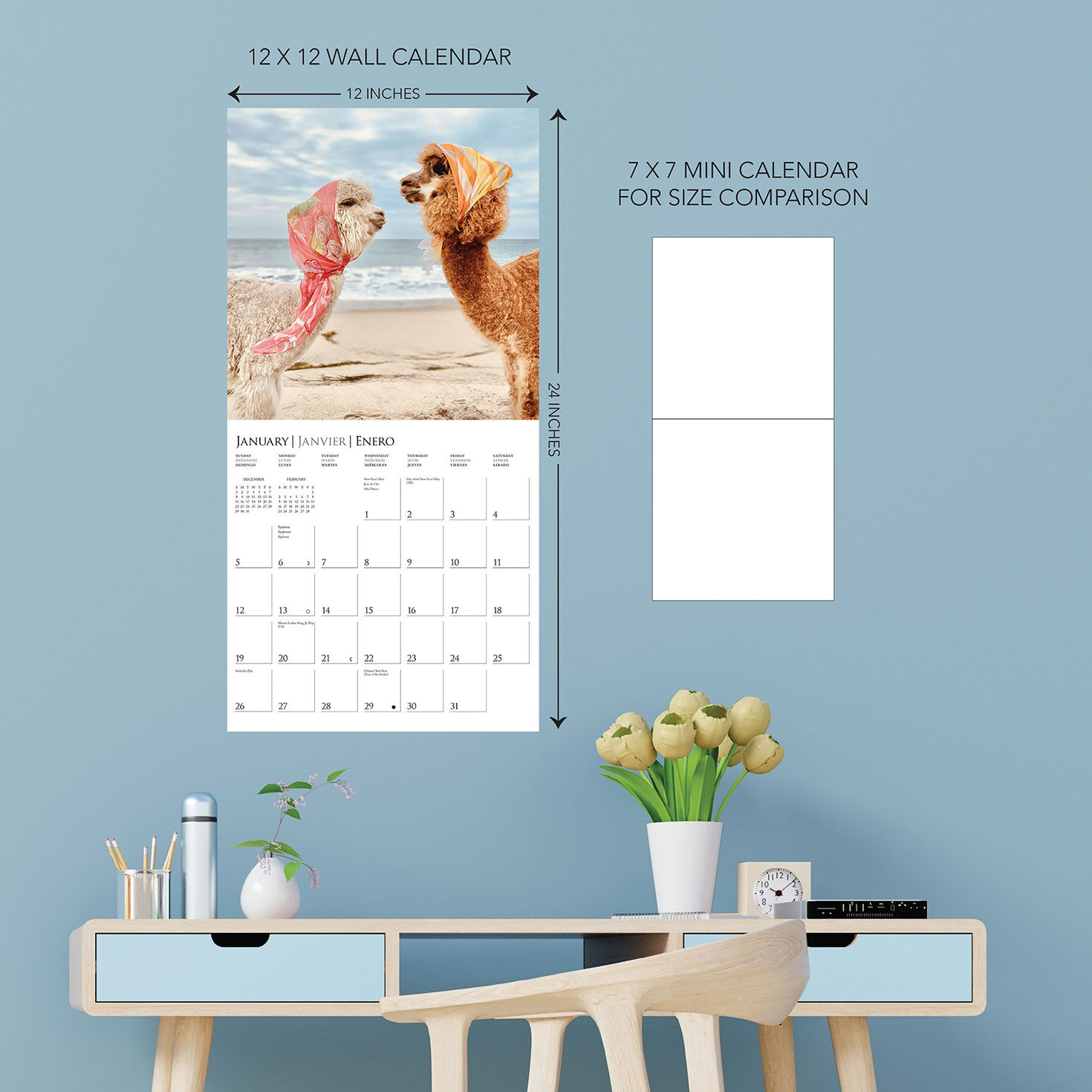 Graphique Little Alpaca on the Prairie 2025 Wall Calendar Calendars