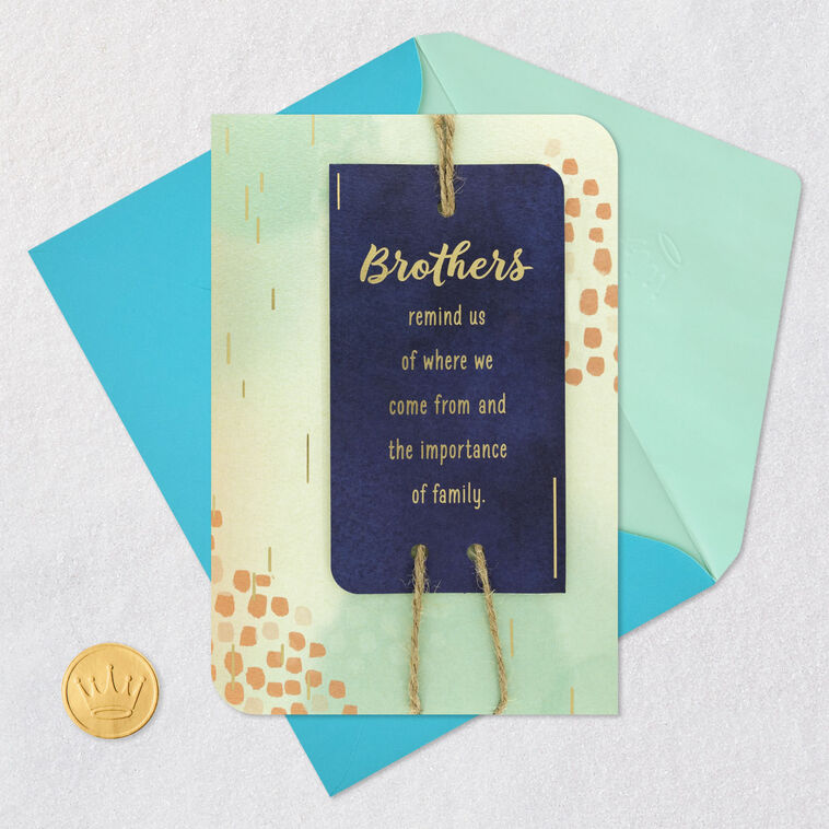 Abstract Navy, Green and Coral Painting Brother Birthday Card Card Front with Envelope and Gold Seal image number 6
