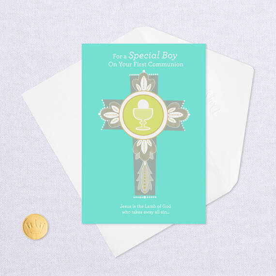 Joy in the Blessed Sacrament First Communion Card for Boy, , large image number 6