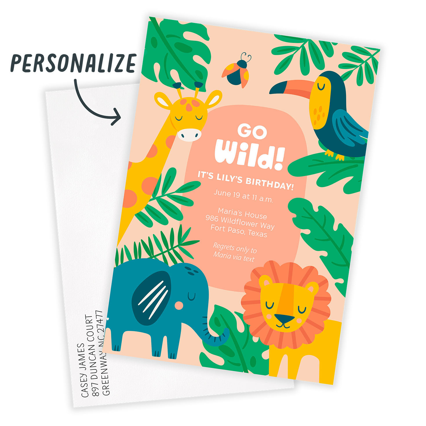 Animals Go Wild Birthday Invitation, , large image number 2