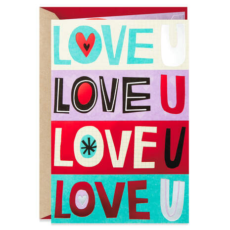 Love U Heart Pop Up Valentine's Day Card, , large