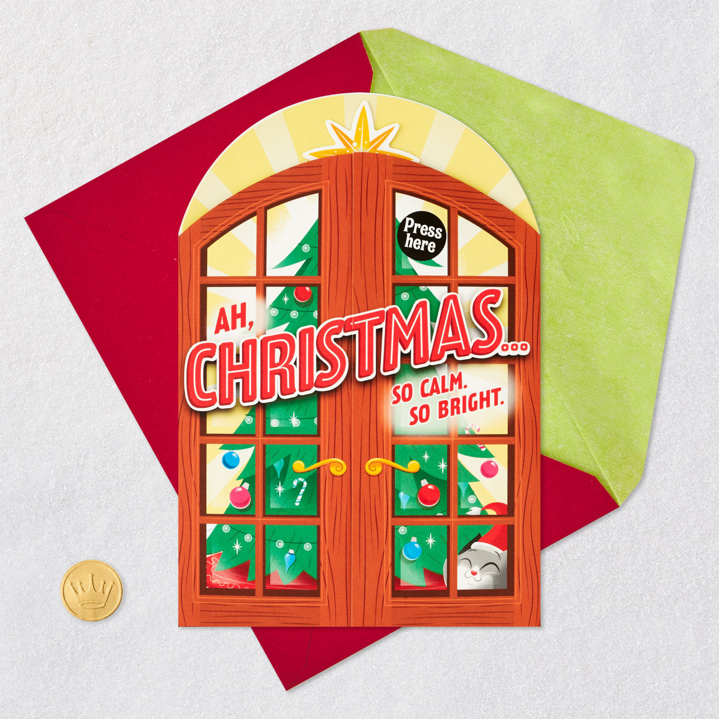 Cat Destroying Tree Funny Musical Pop-Up Christmas Card, , large image number 6