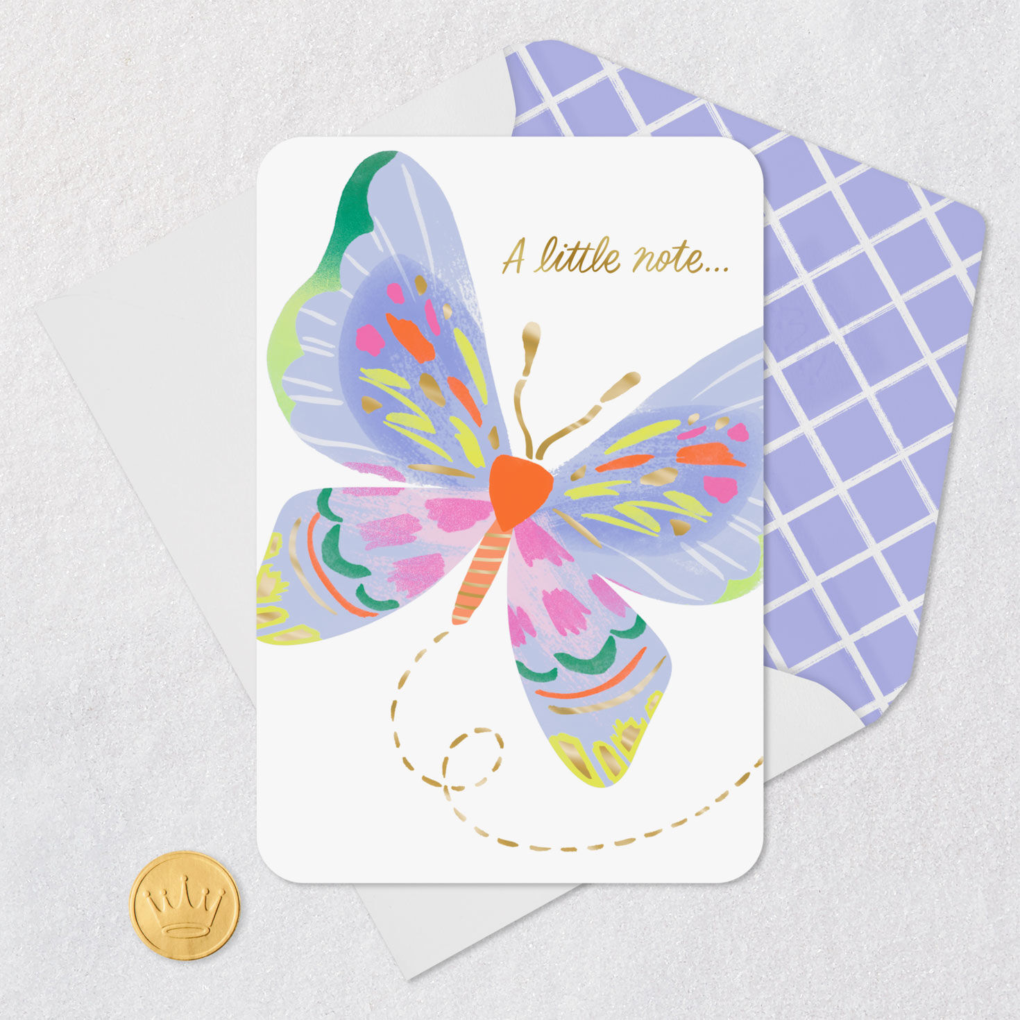 Butterfly Thinking of You Card Card Front with Envelope and Gold Seal image number 5