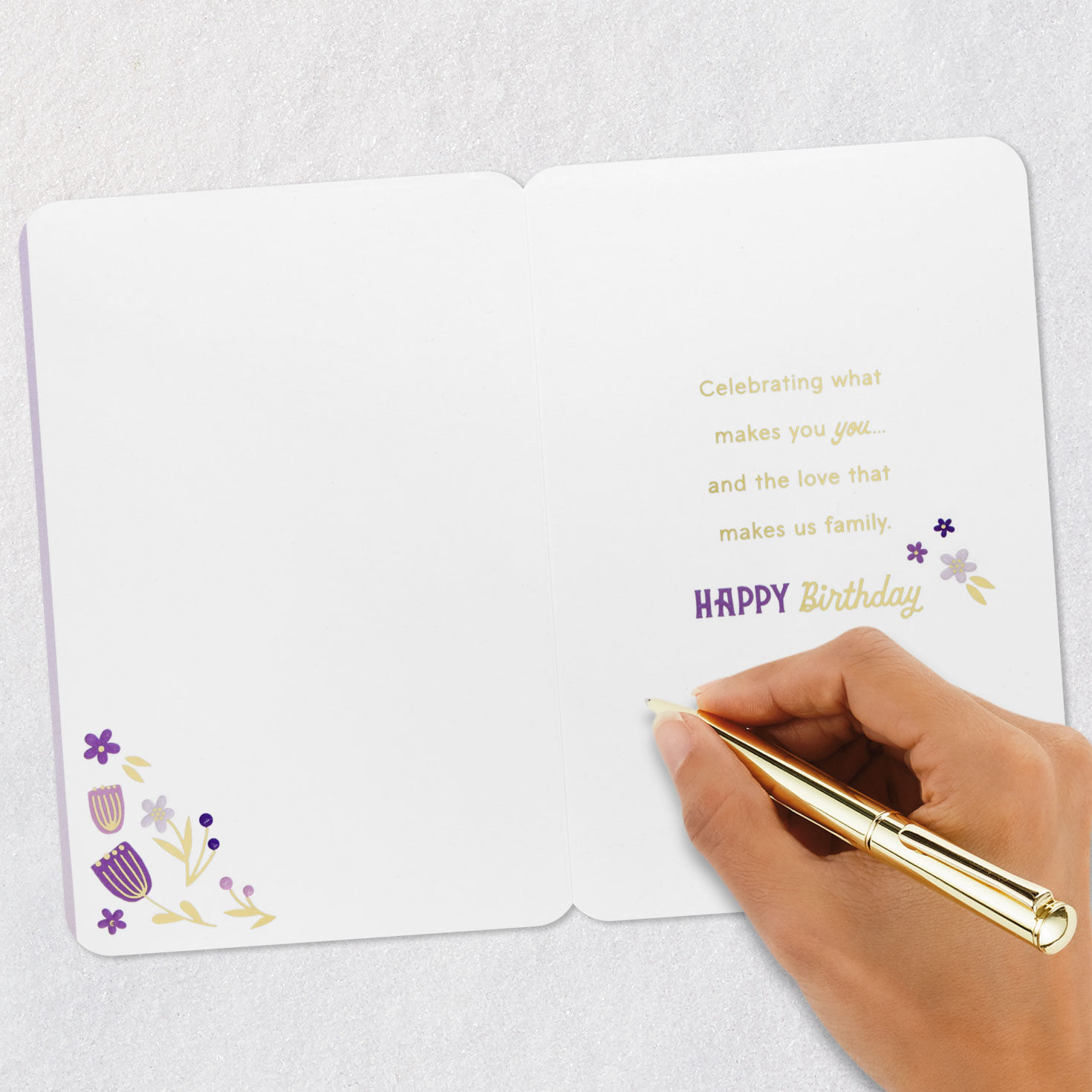 Lavender Floral Wreath Stepdaughter Birthday Card Signing card image number 6