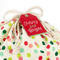 Merry and Bright Dots Christmas Fabric Gift Bag closeup detail image number 4