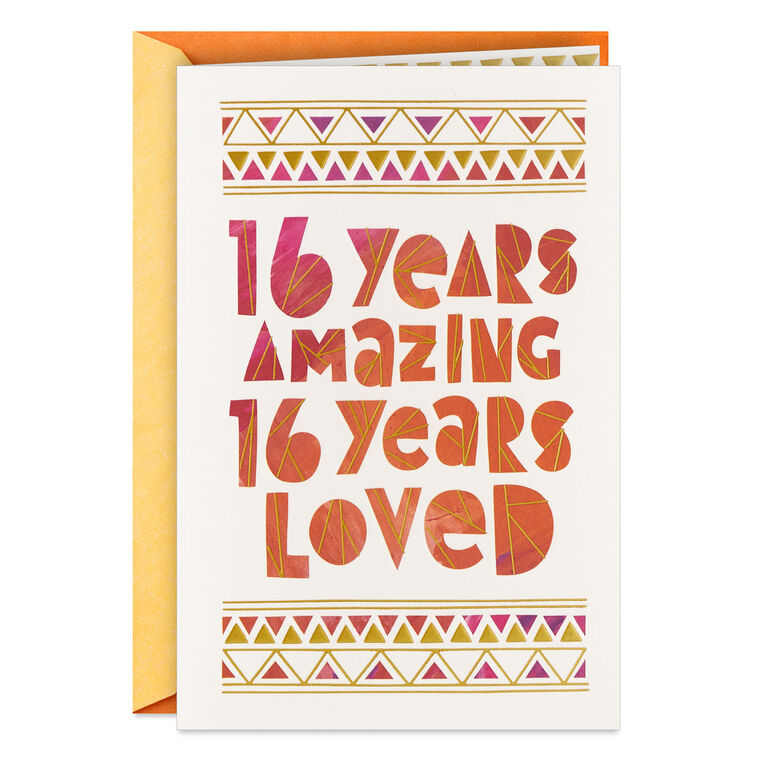 16 Years Amazing and Loved Birthday Card, , large image number 1