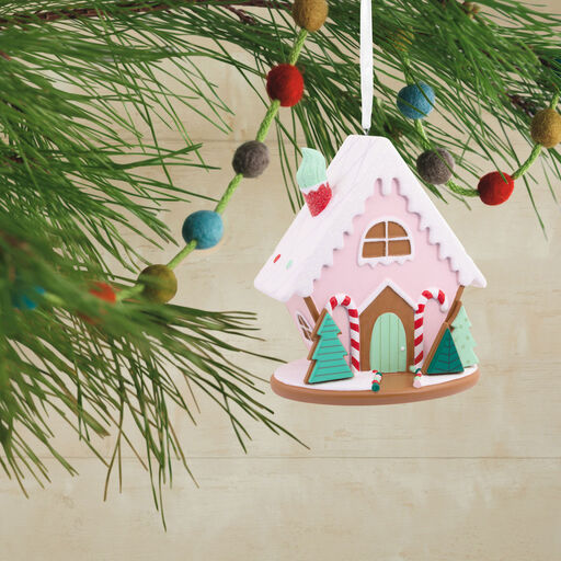 Signature Pink Gingerbread House Premium Hallmark Ornament, 