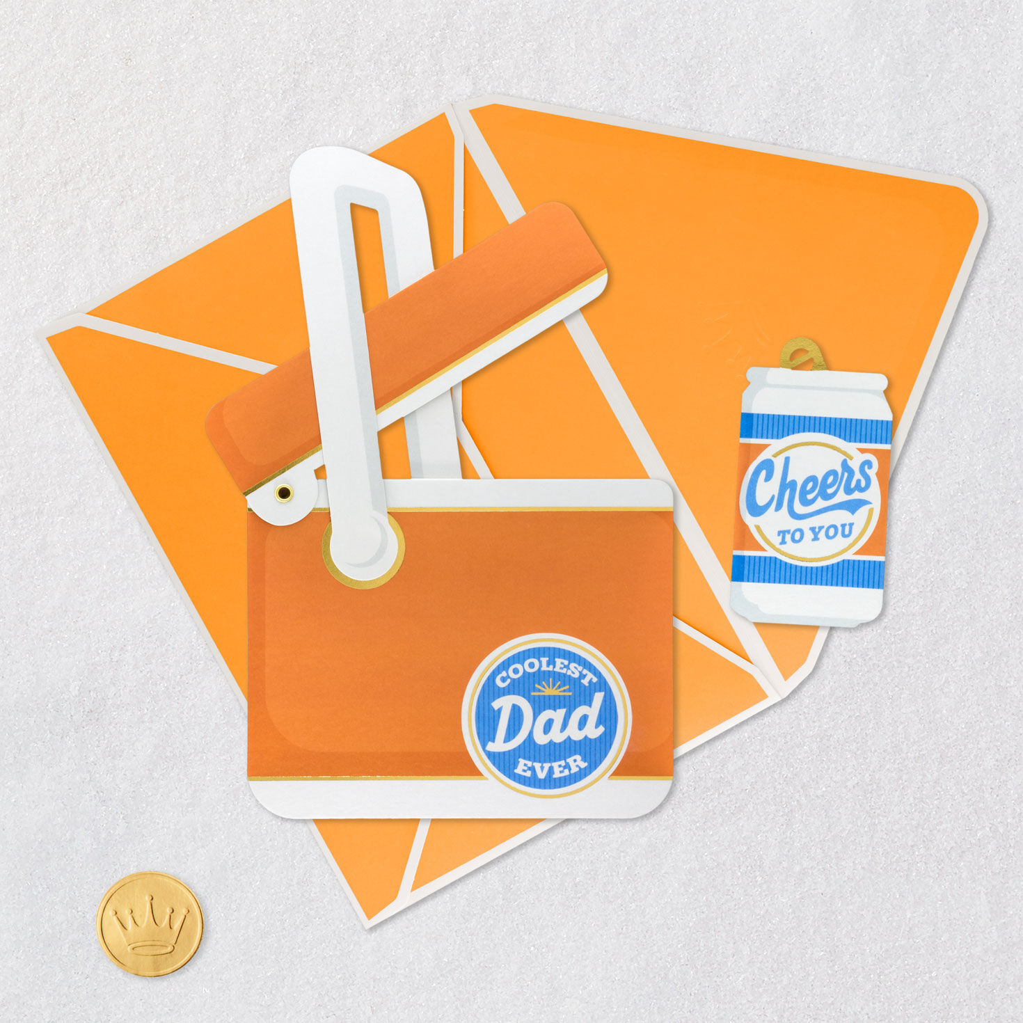 Orange Cooler and Can Father's Day Card Card Front with Envelope and Gold Seal image number 5