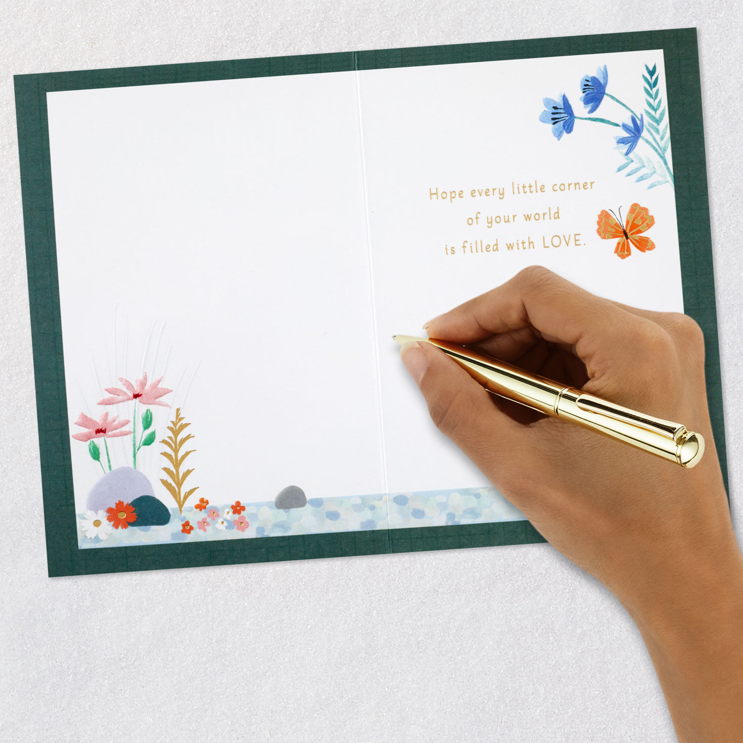 Flowers and Butterfly Cloche Mother's Day Card signing card image number 6