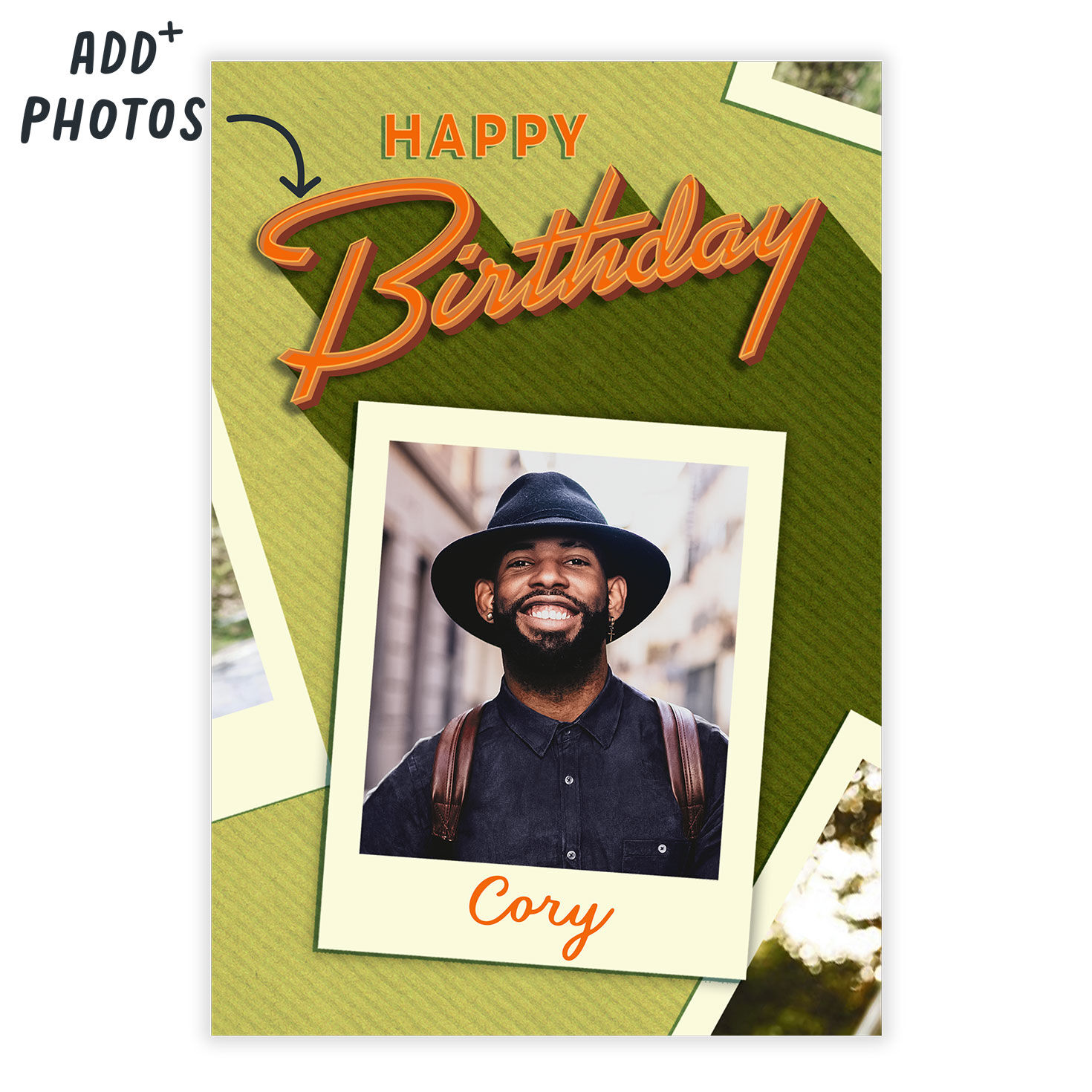 Retro Lettering Folded Birthday Photo Card  image number 2